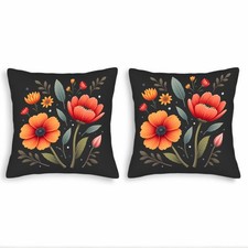 Set of 2 18x18in Throw Pillow Covers - Vibrant Floral Design