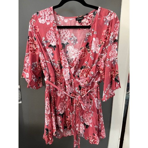 Torrid Gr. 1 rosa geblümt Wickelbluse Shirt - Bild 1 von 4