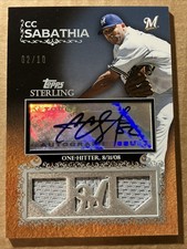 2009 Topps Sterling CC SABATHIA Career Chronicles Jersey Auto /10 Brewers RARE!