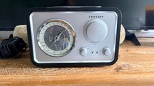 Crosley Tabletop AM/FM Radio w/ iPod Dock, AUX In, Line Out, Black/Silver Works