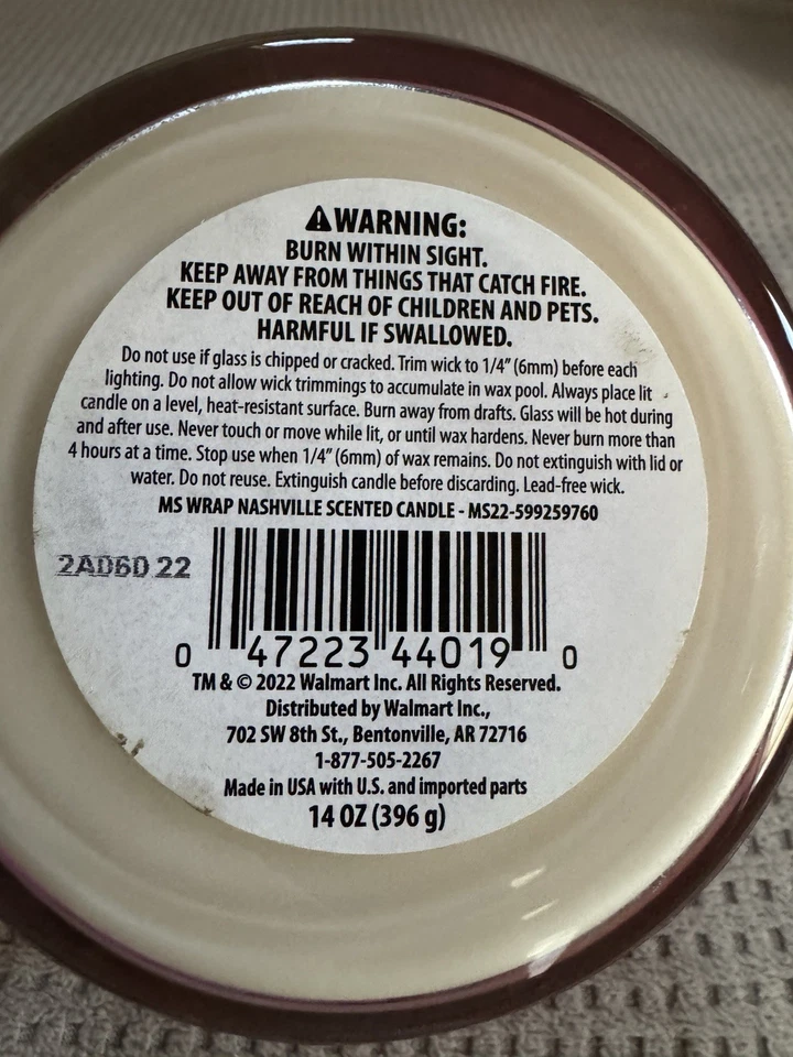 Mainstays Explore America Nashville 14 унций Свеча с 3 фитилями — новая (2022) - Изображение 4 из 4