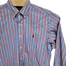 Ralph Lauren Classic Fit Striped Button Down Shirt Mens 16 L Red Blue White L/S