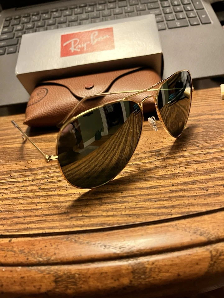 RAY-BAN AVIADORES RB3026 62mm. MARCO DORADO CON LENTES ESPEJO PLATEADAS. NUEVO. Foto 4 de 4