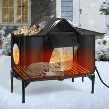 Heated Outdoor Cat House Weatherproof with Heating Pad, Insulated Feral Cat H...