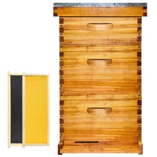 8 Frame Bee Hive Kit w/ 2 Deep & 1 Medium Box, Beeswax Coated, Frames Incl