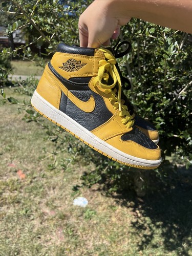 Nike Air Jordan 1 Retro Alto OG Polen Amarillo y Negro Tenis Zapatos Hombres Talla 7.5 - Imagen 13 de 15