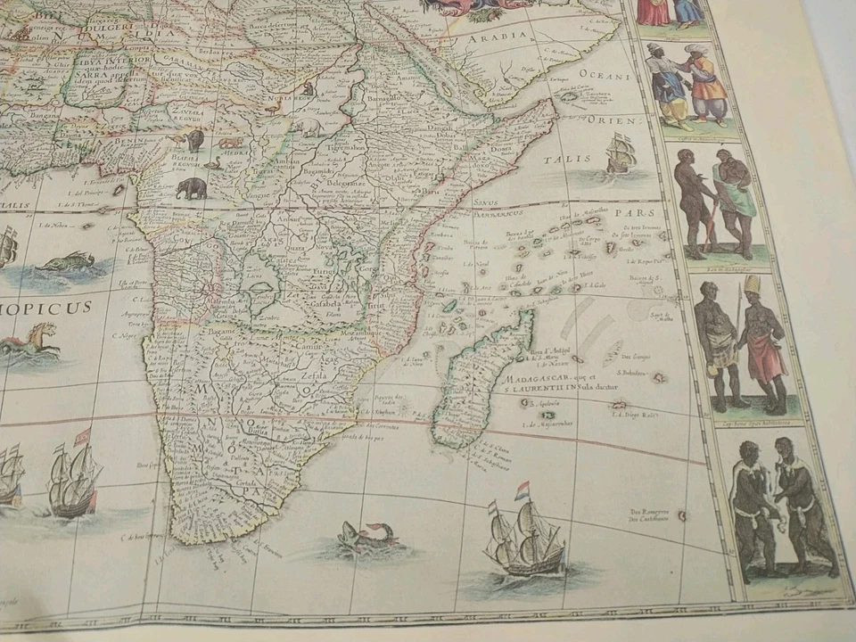 Vintage Copy G. Blaeu Grooten Atlas Old World Map Africa 1648-1665  NY Library - Image 4 of 4