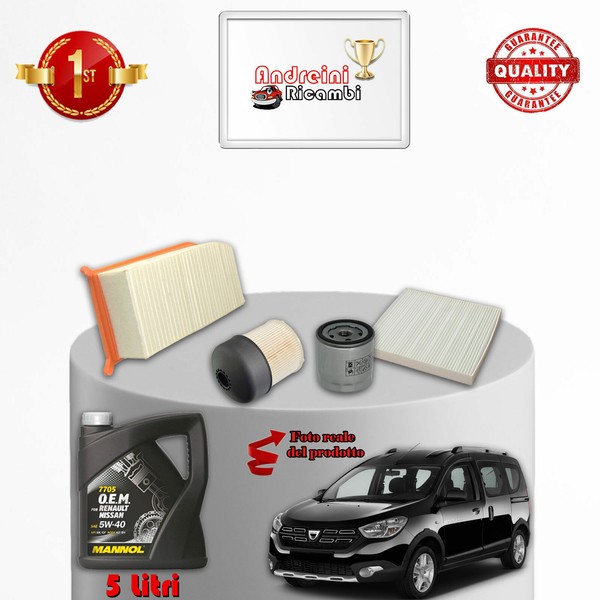Wartungsset 4 Filter Und ÖL Dacia Dokker 1.5 Diesel 63KW 85PS Ab 2012-image