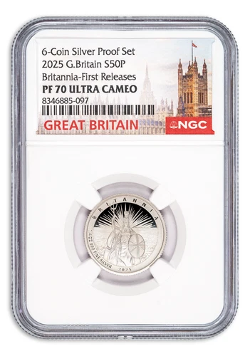 2025 50P Great Britain Silver 1/4 oz Proof Britannia NGC PF70 FR - 750 Minted!