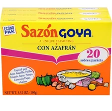 3 Pks Sazon Goya Azafran Seasoning 3.52 OZ/100g (20 Packets Each) BB 02/2029