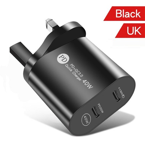 40W Fast Wall Charger PD Plug USB-C Type C Adapter For iPhone Series 2 Port - Picture 7 of 14