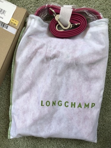 NIB Longchamp Le Pliage Cuir M Leather Zip Tote Shoulder Bag Cyclamen Pink New - Picture 16 of 16