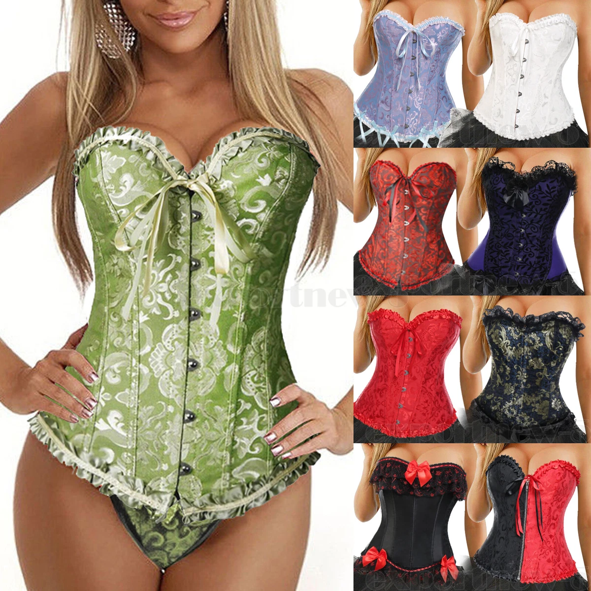 Womens Plus Size Sexy Bridal Lingerie Bustier Boned Corset Basque