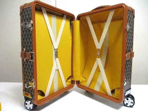 Goyard Bourget PM Travel Trolley Carry Bag Trunk Case Box Brown Auth New proof - Picture 9 of 10