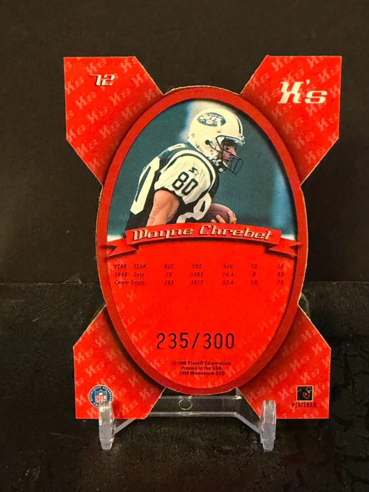 1999 Playoff Momentum Football Wayne Chrebet Die-Cut Card #72 #235/300 - Image 2 of 2
