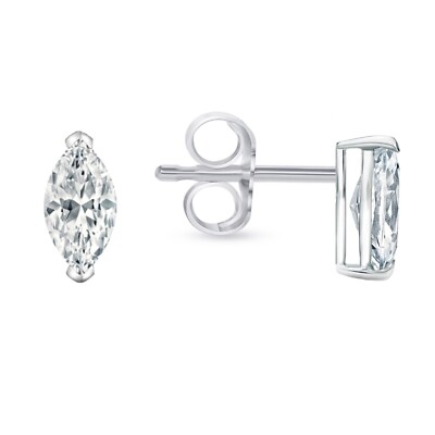 1 kt Marquise-Schliff Laborgefertigt gewachsene Diamanten Ohrringe 14 K Weißgold kostenloser Versand