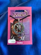 RARE Collier Comstock Creations étain et cristaux autrichiens Xena X Chakram #2