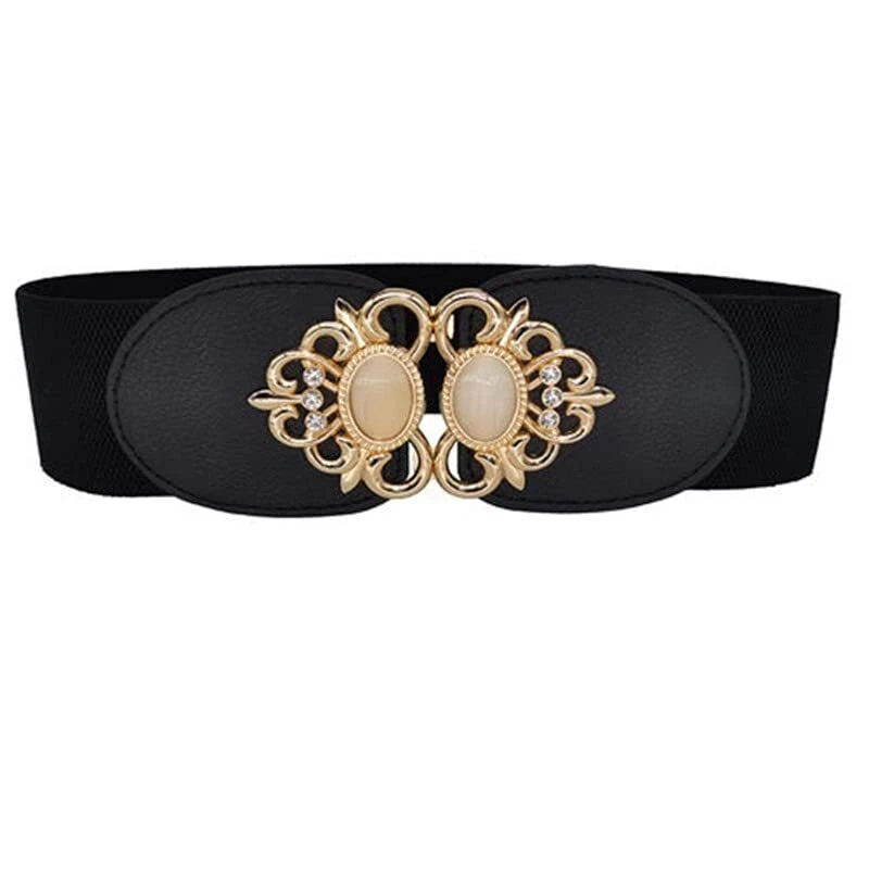 Black Elastic Floral Belts for Women for sale | eBay display picture 3