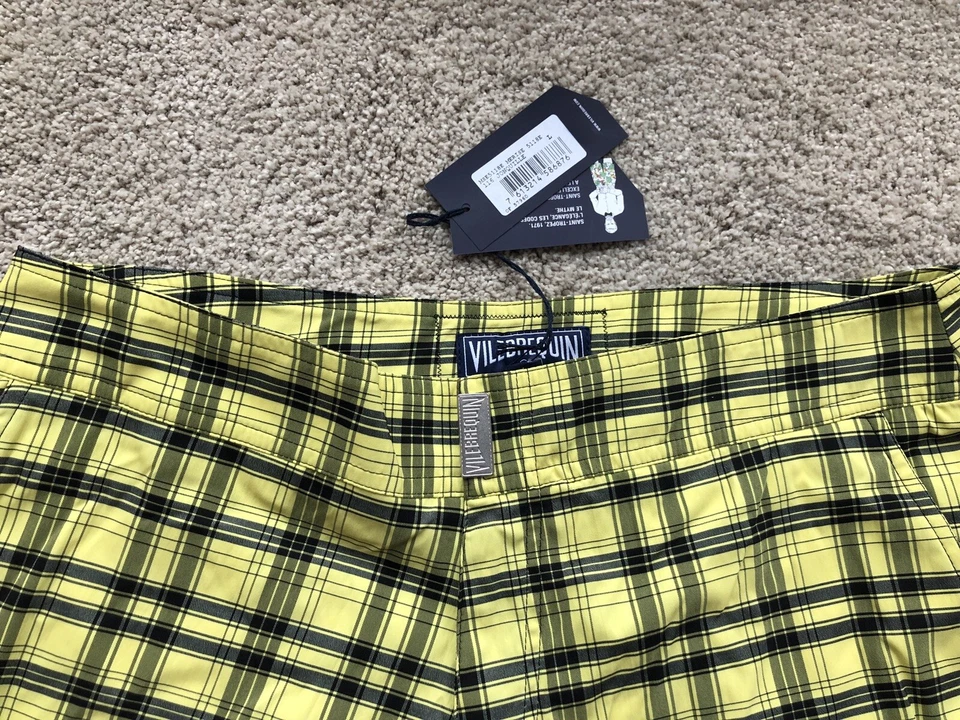 New wTags Authentic Vilebrequin MERISE Swim Trunks Men SMALL YELLOW CHECKERED- S - Image 3 of 4