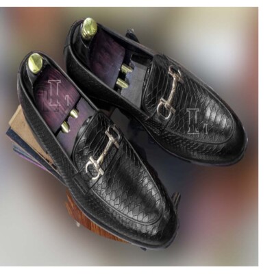 Hevias men’s black genuine python loafers Mens Python Loafers | Snakeskin Dress Shoes | The Sprinter  main image 3