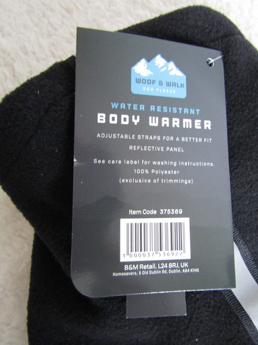 Dog Water Resistant Bodywarmer Fleece With Reflective Stripe Black Small BNWL - Picture 8 of 12