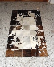 Patchwork Cowhide Living Room Rug Measures 90x40cm Dark Mix Colors