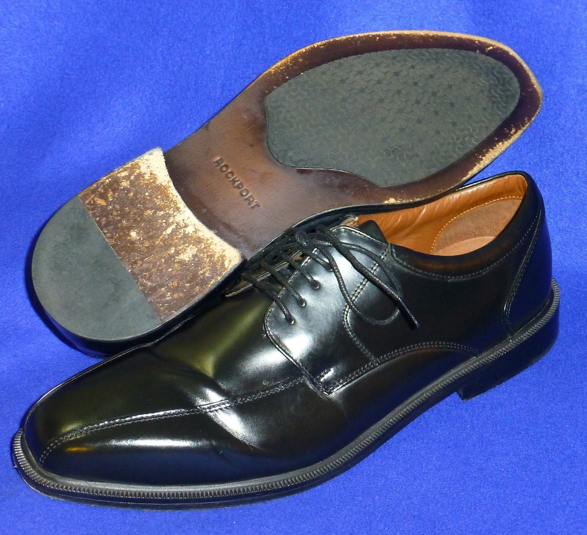 ROCKPORT MENS SHOE 10 M FAIR OAK 3 BIKE TOE LEATHER BLACK  display picture 1