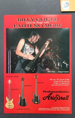 Billy Gould Faith No More Aria Pro II Bass Guitar  Promo Print Advertisement '90
