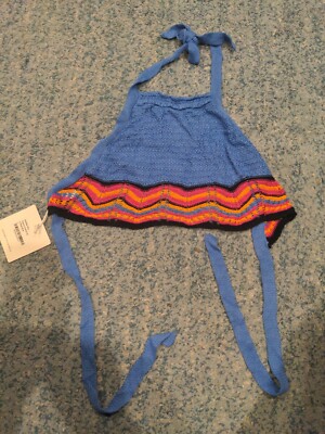 Pink Diamond Crochet Crop Halter Top Bnwt size L blue Australia