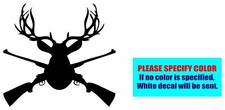Mounted Deer Head with Hunting Rifles Vinyl decal sticker Graphic Die Cut Car 6"