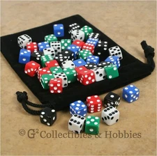 NEW 50 Multicolor Mini 8mm D6 Dice Set + Bag MTG Magic 5/16 inch Small RPG D6s