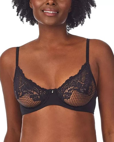 Le Mystère Lace Allure Unlined Underwire Demi Bra Women's 32DDD/F Black Hook&Eye - 第 1/15 張圖片