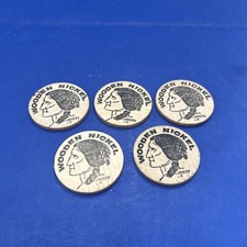 Lot 5 Vintage Wooden Nickels. Holler & Co. Sell Fest Bensenville IL