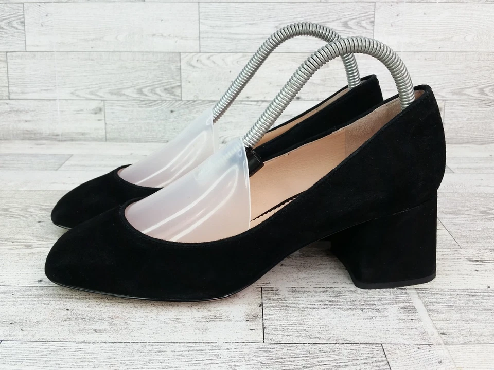 Zapatos de salón para mujer J Crew negros de gamuza Kate de tacón ancho talla 8 tacones Foto 4 de 4