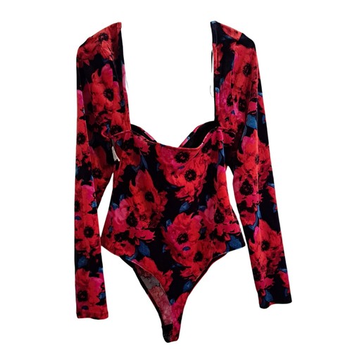 BAR III Women's Floral-Print Square-Neck Velvet Bodysuit NWT XL - Picture 4 of 10
