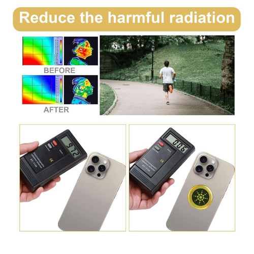 Quantum Anti Radiation Shield 5G-EMF Protection - Téléphones Ordinateurs Portables 6 autocollants, Or - Photo 2 sur 9