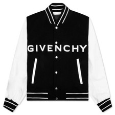GIVENCHY logo wool-leather varsity bomber jacket in size 50 / large