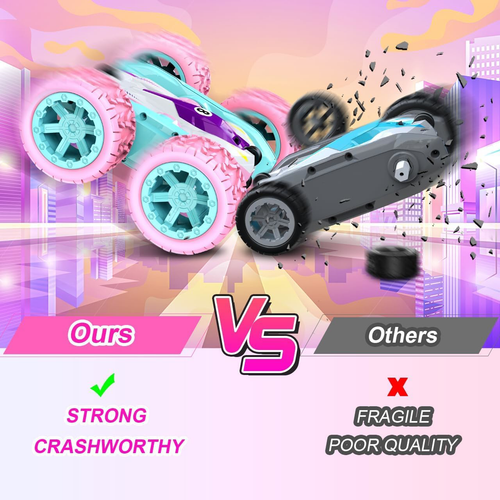 Gralal Pink Rc Car Toys for 4 5 6 7 8 9 Year Old Girls Gifts, 360° Flip