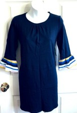 CROWN & IVY knit dress size LARGE navy Cotton $44 NEW (kn11)