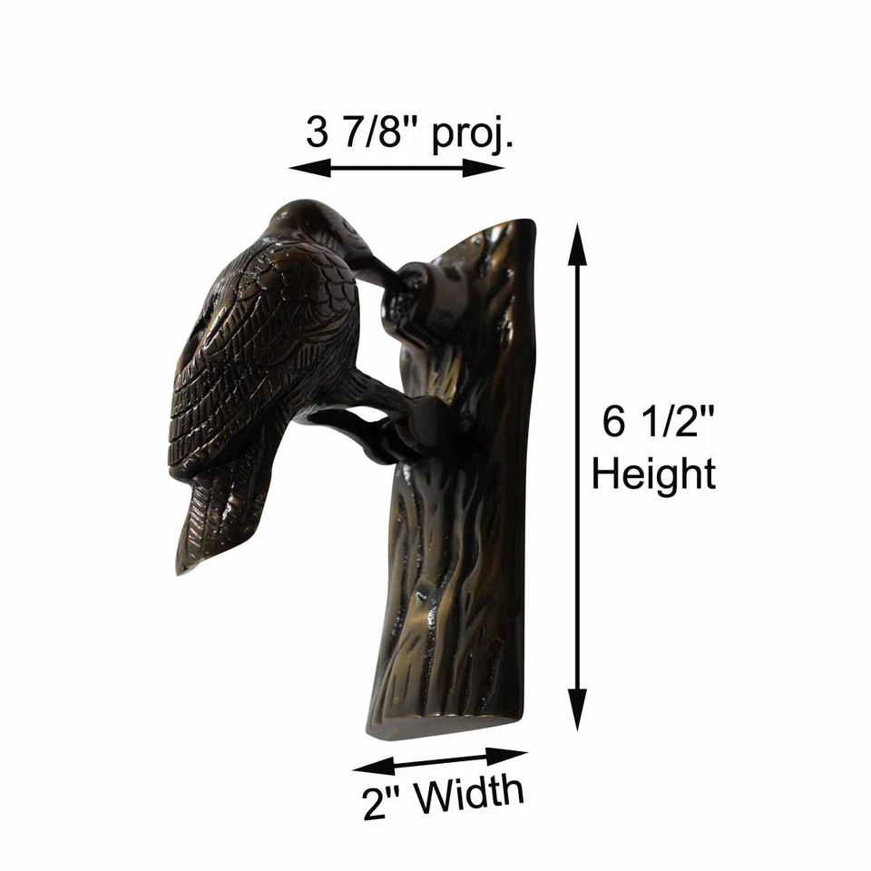 Door Knocker Woodpecker Brass Vintage 6.5 inch H Pack of 2 Renovators Supply - Image 3 of 4