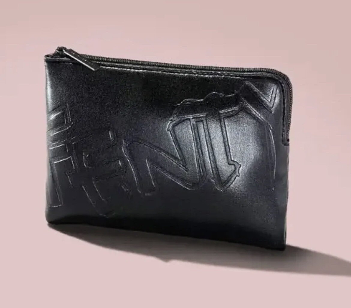 FENTY BEAUTY Makeup Cosmetic Bag Clutch Zipper Purse Black Neoprene Rihanna  NEW