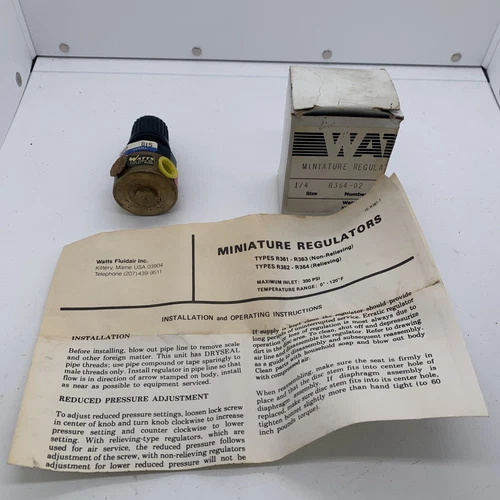 Watts Miniature Regulator R364-02 Size 1/4-New Old Stock