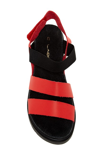 Slip On Snap Closure Comfort Fit Strappy Summer Walking Sandal Red/Black US 7.5 - Picture 3 of 5