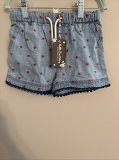 Matilda Jane jean red polka dot drawstring shorts SIZE 4