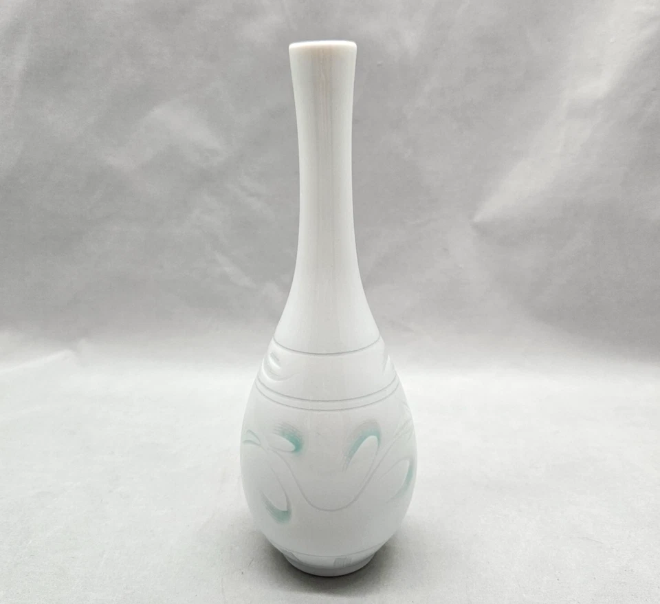 Jarrón Hotaru-de vintage Pier 1 Importaciones cuello largo en forma de vejiga cinta floral Japón Foto 4 de 4