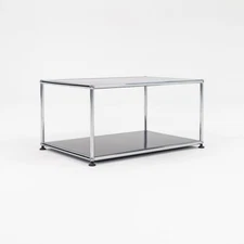 2000s USM Haller Small Coffee Table 30 x 20 x 14 in with Black Panels and Chrome