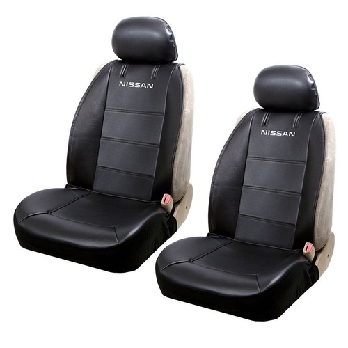 New Black Synthetic Leather Sideless Car Truck 2 Front Seat Covers Set - Picture 17 of 18