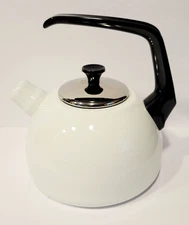 Oneida Aegean Sea Porcelain On Steel White Tea Kettle Stovetop Cookware Handle