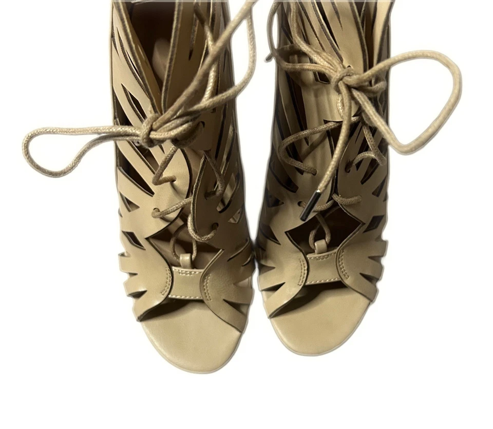 Call It Spring Cut Out Open Toe Lace Up Ankle Booties Shoes Size 5 Casual - Image 3 of 4