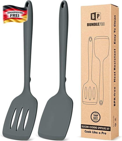 Silikon Spatel Set 2-Tlg. HitzebestäNdig Bpa-Frei Kochutensilien FüR Pfanne-image